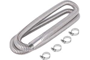 DOJOBKINB Stainless Steel Exhaust Hose, Fuel Tank Diesel Gas Vent Hose Length 78.7 Inches Flexible Exhaust Tubing Diesel Heater Exhaust Pipe, 2.5cm/ 1 In Inner Diameter Air Heater Exhaust Pipe