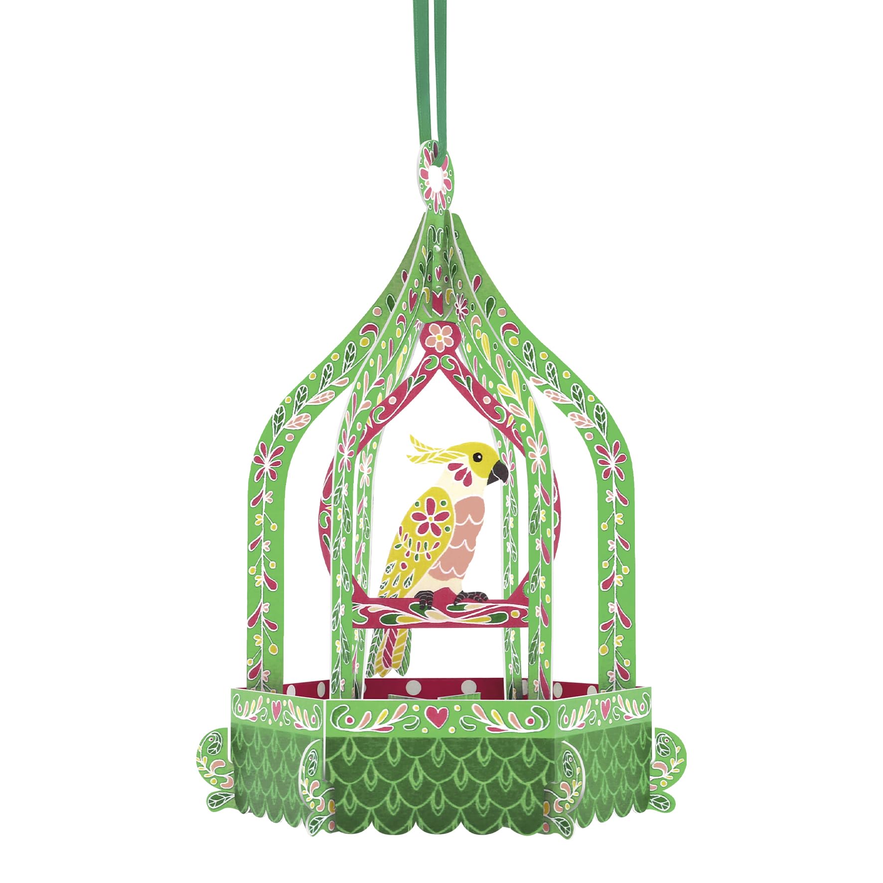 SANTORO, 3D Pop Up Greeting Card - Birdcage Cockatoo - For Her, For Mum, Birthday, Mother's Day