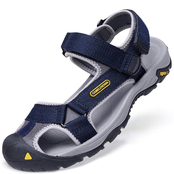 CAMEL CROWN Herren Sport Outdoor Sandalen Sommer Männer Fischer Strand Wandersandale Geschlossene Klettverschluss Trekking