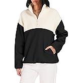 TAQCUX Womens Colorblock Fleece Jacket Half Zip Mockneck Sherpa Pullover Hiking Outdoor Sweatshirts with Pockets
