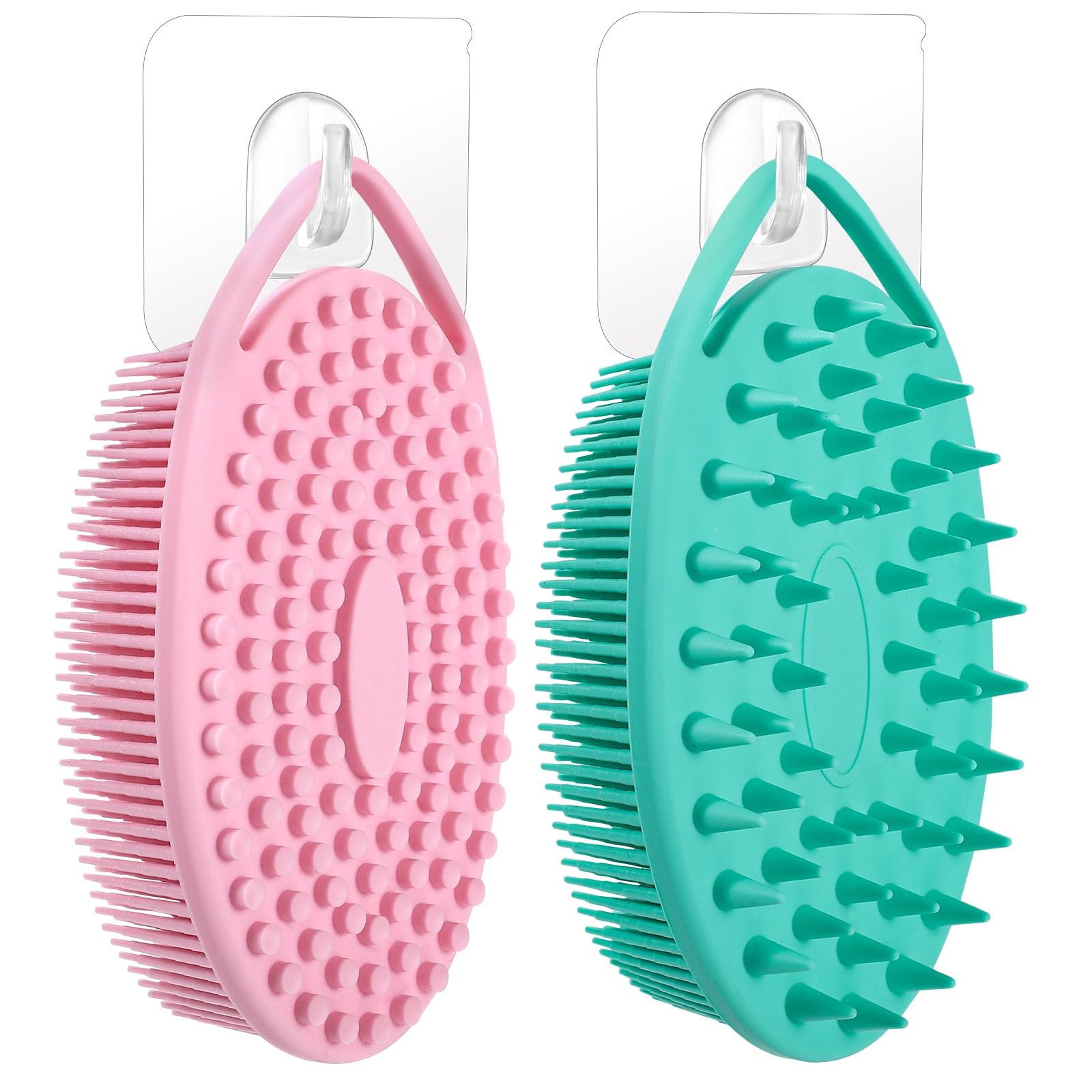 2 Packs Silicone Body Scrubber, Dual-Sided Shower Scrubber Exfoliating Body Scrub Brush Silicone Loofah for Women Men Kids Deep Cleansing and Massage Tool