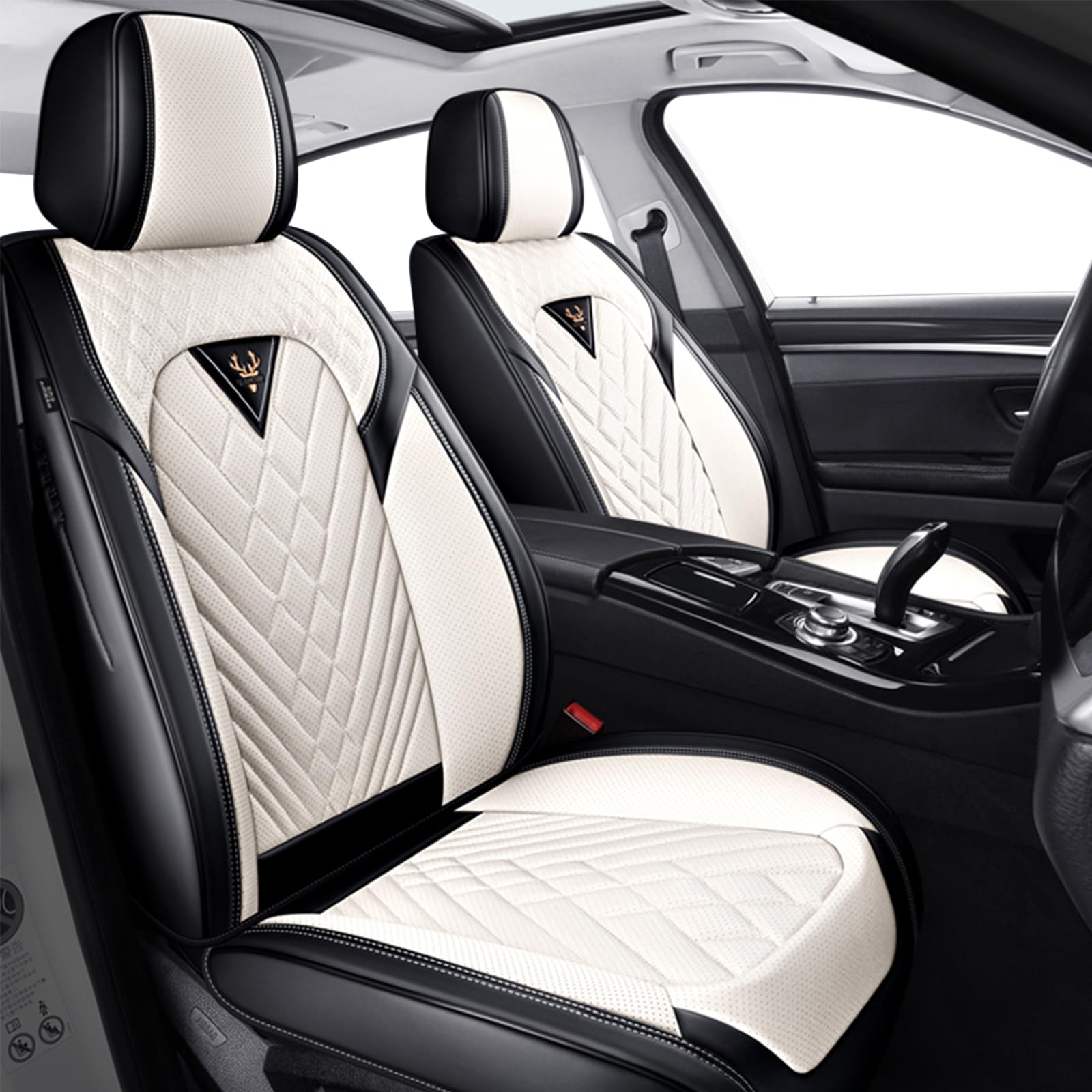 Photo 1 of Xonhzam Car seat Covers fit 95% of Jeep Models 2000-2024,Premium Nappa Leather Waterproof Anti-Slip Sports Seat Cover,Airbag Compatible Easy to Install Seat Protector Front Pair?Black&White?