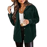 ZOLUCKY Womens Shackets Jacket Plus Size Long Sleeve Button Down Shirts Blouses Tops