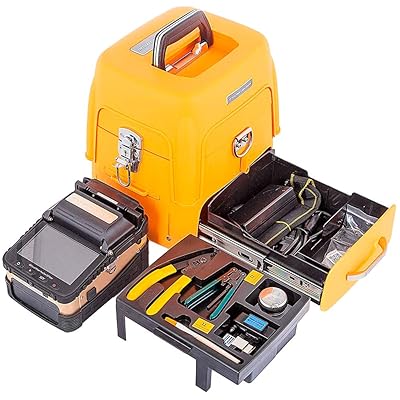 Tongbao Fiber Fusion Splicer AI-8 with 6 Seconds Splicing Time Melting Fiber Optic Fusion Splicer 15 Seconds Heating Fusion Splicer Machine Optical Fiber Cleaver Kit for Optical Fiber &amp; Cable Projects