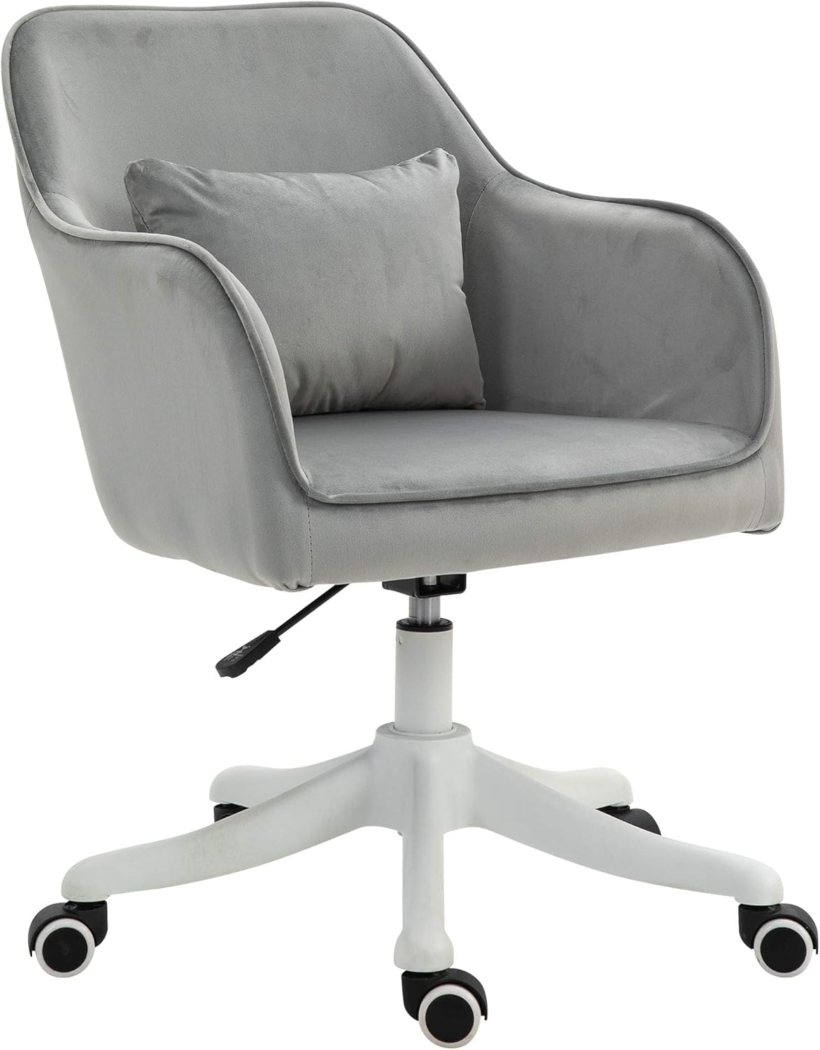 Vinsetto VelvetFeel Tub Office Chair w/Massage Pillow Wheels