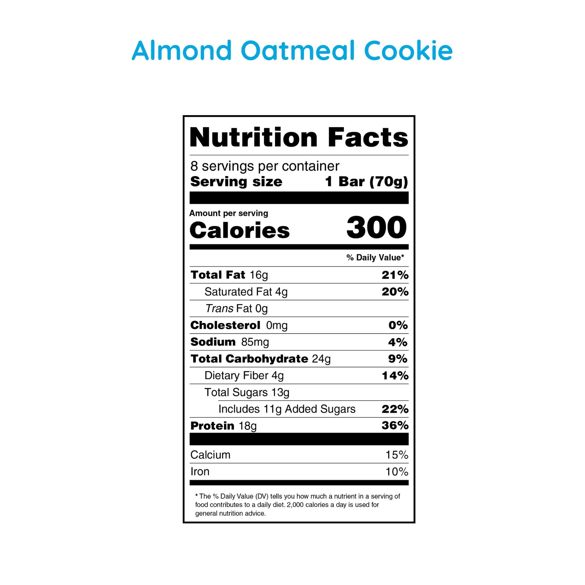 G2G Protein Bar, Almond Oatmeal Cookie, Real Food Ingredients, Refrigerated for Freshness, Healthy Snack, Delicious Meal Replacement, Gluten-Free, 8 Count (Pack of 8)
