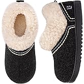 LongBay Women's Cozy Bootie Slippers Memory Foam Warm House Shoes with Fluffy Collar Non-Slip Indoor Outdoor