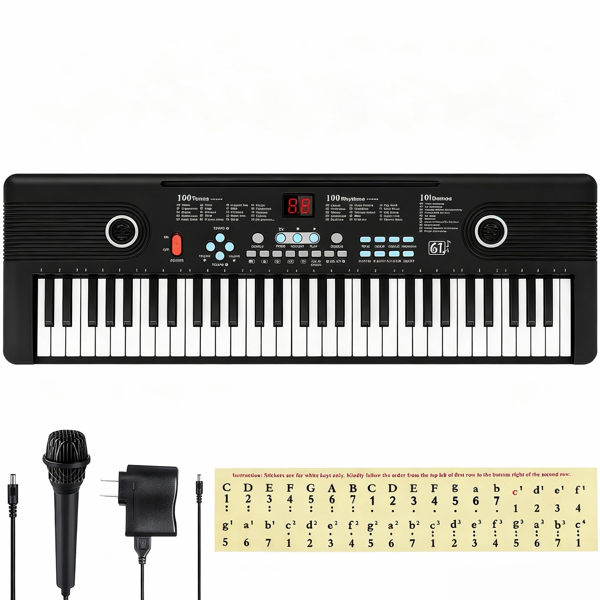 61 Key Keyboard Piano,Portable Electronic Digital Piano for Beginners | Kids Keyboard Piano with 100 Voices, 100 Rhythms, Bui