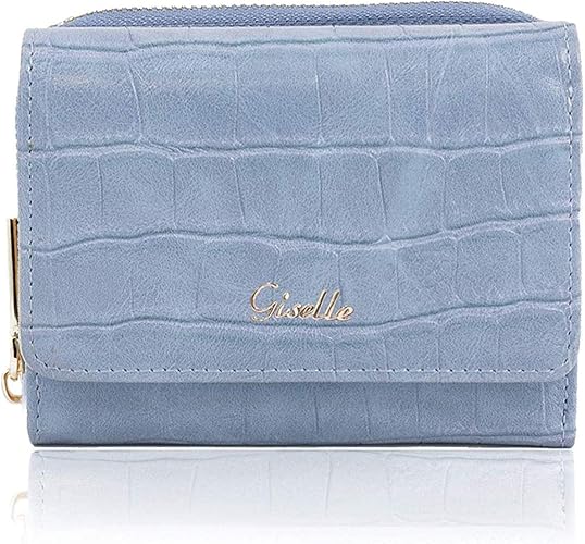 Amazon Co Jp Giselle 財布 三つ折り財布 ミニ財布 レディース コンパクト 小さい ミニウォレット 小銭入れ カード入れ 大容量 シンプル フォーマル 3つ折り クロコ風型押し Baby Blue ベイビーブルー ジュエリー