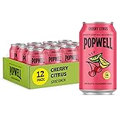 Popwell Cherry Citrus Better-For-You Prebiotic Soda, with 6g Fiber, 1g Sugar, Vitamins and Immunity Support, 12 fl oz Cans (pack of 12)