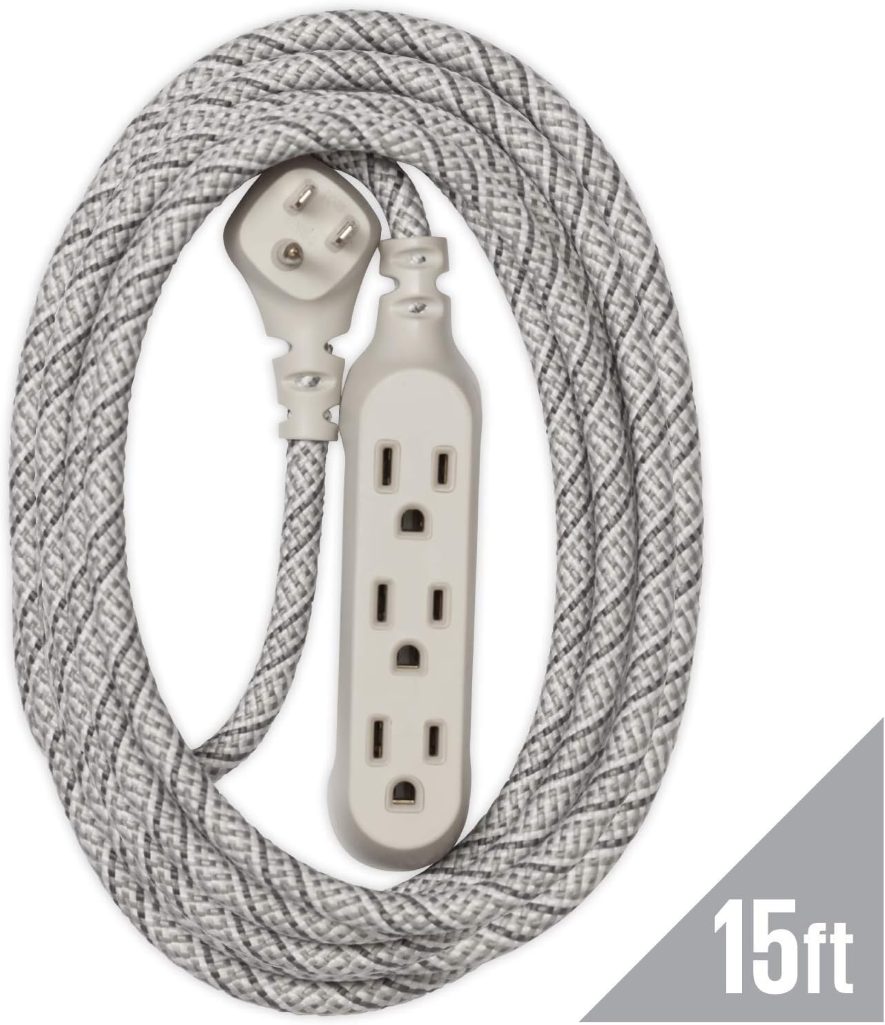 360 Electrical 360432 Habitat Braided Extension Cord, 15 ft. French Grey