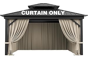 Pakunoda Outdoor Gazebo Curtain Replacement Universal 4-Panel Sidewalls 10' X 13',Outdoor Patio Waterproof Privacy Curtain with Double Zipper for Patio, Canopy, Garden, and Backyard (Curtain Only)