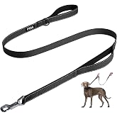 Fida Heavy Duty Dog Leash for Medium Large Dogs, 4 FT, Dual Padded Handles | Traffic Handle for Close Control, Advanced Easy Snap Hook, Reflective, Strong Nylon Webbing for Daily Walks &amp; Training, Black