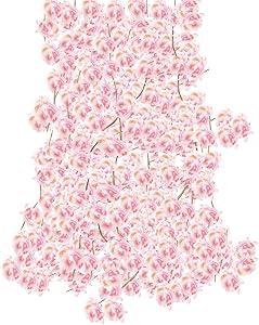 YUESUO 4pcs Artificial Cherry Blossom Flower Vines Hanging Silk Flowers Garland for Wedding Party Home Decor