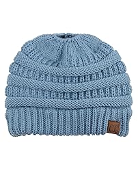 C.C BeanieTail Soft Stretch Cable Knit Messy High