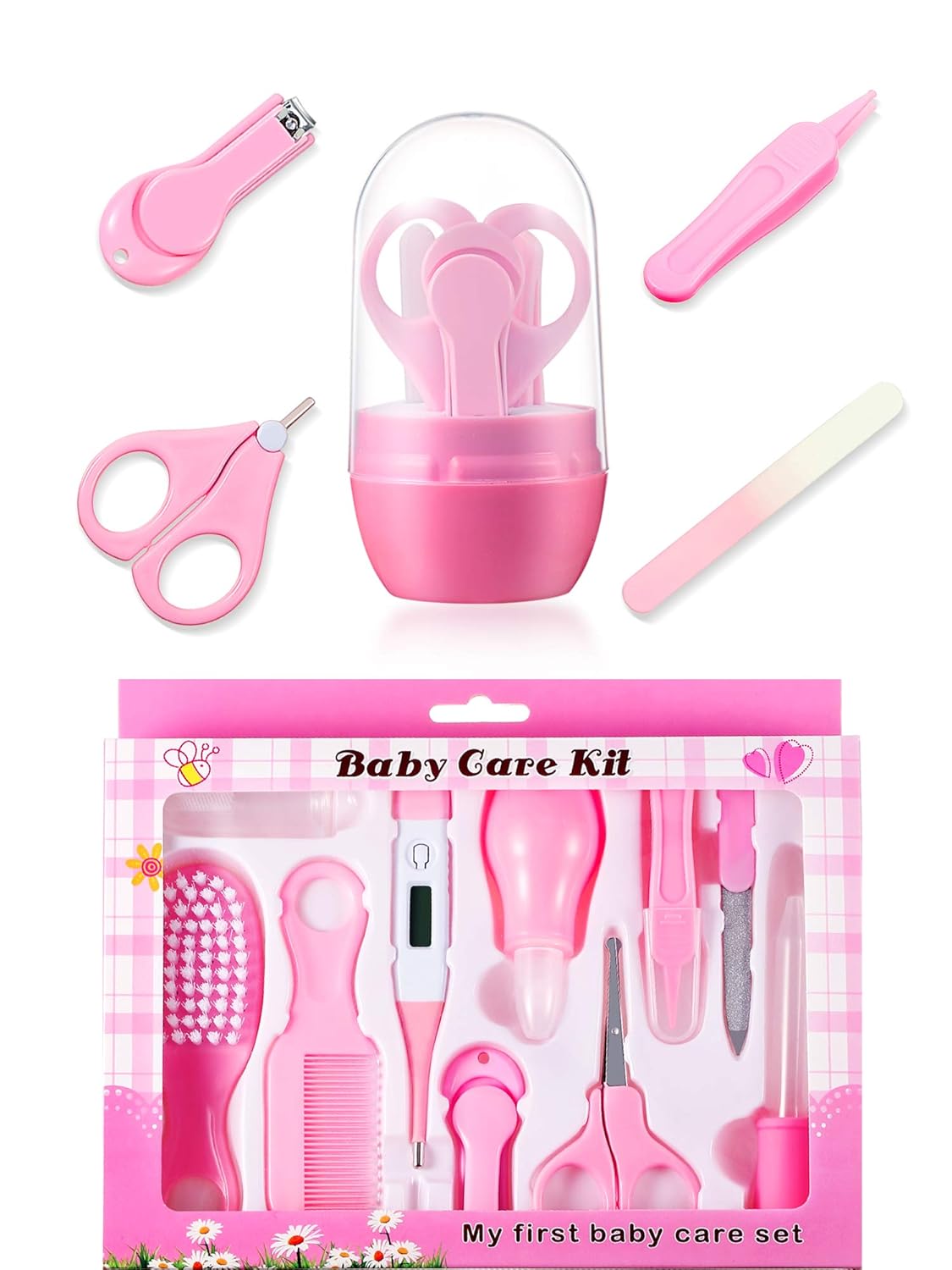 Zhehao Baby Grooming Kit and Baby Nail Kit, 10 Pieces Newborn Nursery Health Care Set and 4 Pieces Newborn Infant Manicure Grooming Set Baby Nail Clipper Set for Kids Toddlers Baby Boys Girls Newborn