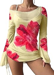 ZAFUL Womens Swimsuit Cover Up Dress Off Shoulder
