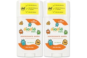 DIADIE KIDS, Desodorante para Niños, Niñas, desodorante Natural, No tapa los poros, Barra, Elimina mal olor, 60g, 2 Pack