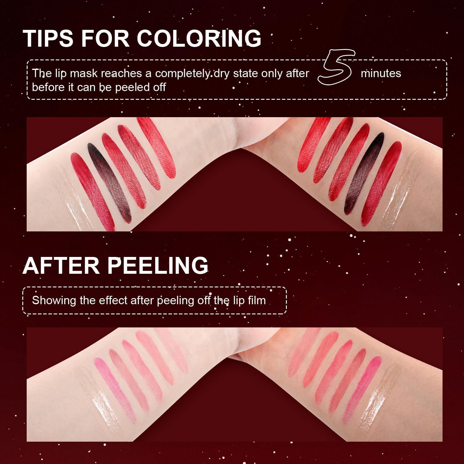 DAGEDA 5 Colors Peel Off Lip Stain Set,Tattoo Lip Stain Tint with Moisturizing Lip Oil, Highly Pigmented,Waterproof Long-lasting Peel Off Lip Liner Stain,Matte Finish Lip Makeup