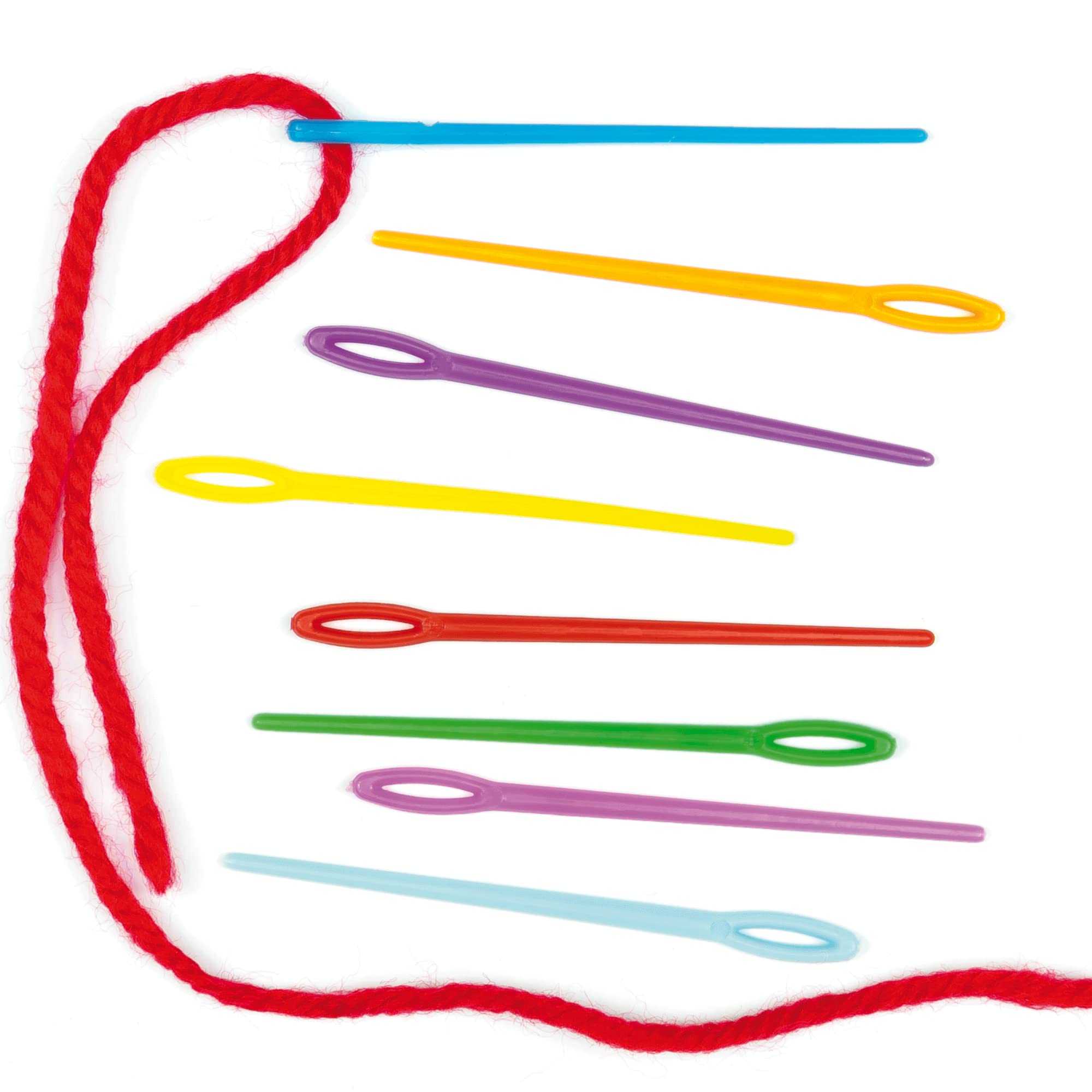 Baker Ross Bulk Pack of Coloured Plastic Needles for Classroom Sewing Projects, Kids Sewing Kit and Embroidery Kits for Beginners (Pack of 50) , Assorted , EF892