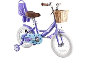 RULLY Fruit Kids Bike 12 14 16 Inch Bicycle for Girls Ages 2-7 Years, Training Wheels Included, Girl Bikes with Basket & Doll Seat
