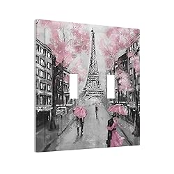 Paris Street Eiffel Tower Pink Floral 2 Gang Light