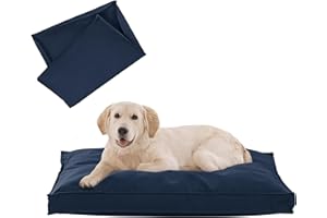 VENESSCO Dog Bed Covers Replacement Washable, Waterproof Dog Bed Cover with Zipper, 36Lx27Wx3H inch Durable Oxford Pet Bed Cover for Outdoor/Indoor Use, Cover Only, Navy Blue