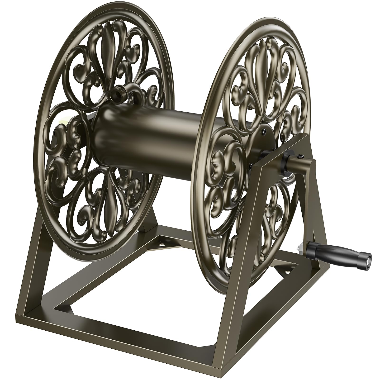 Photo 1 of GOFORWILD Garden Wall/Floor Mount Hose Reel, Decorative Hose Reel, Garden Heavy-Duty Water Hose Holder Winder, Holds 200-Feet of 5/8-Inch Hose