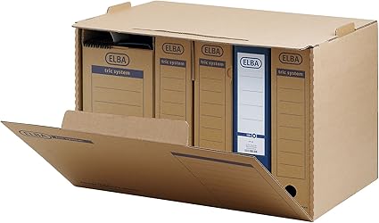 ELBA - Caja archivadora (sistema tri), color marrón: Amazon.es: Electrónica