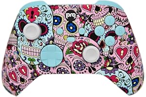 PROCONTROLLERS LLC Hand Airbrushed Fade Custom Controller Compatible with Xbox Series X/S & Xbox One (Series X/S Sugar Skulls W/Baby Blue Inserts)