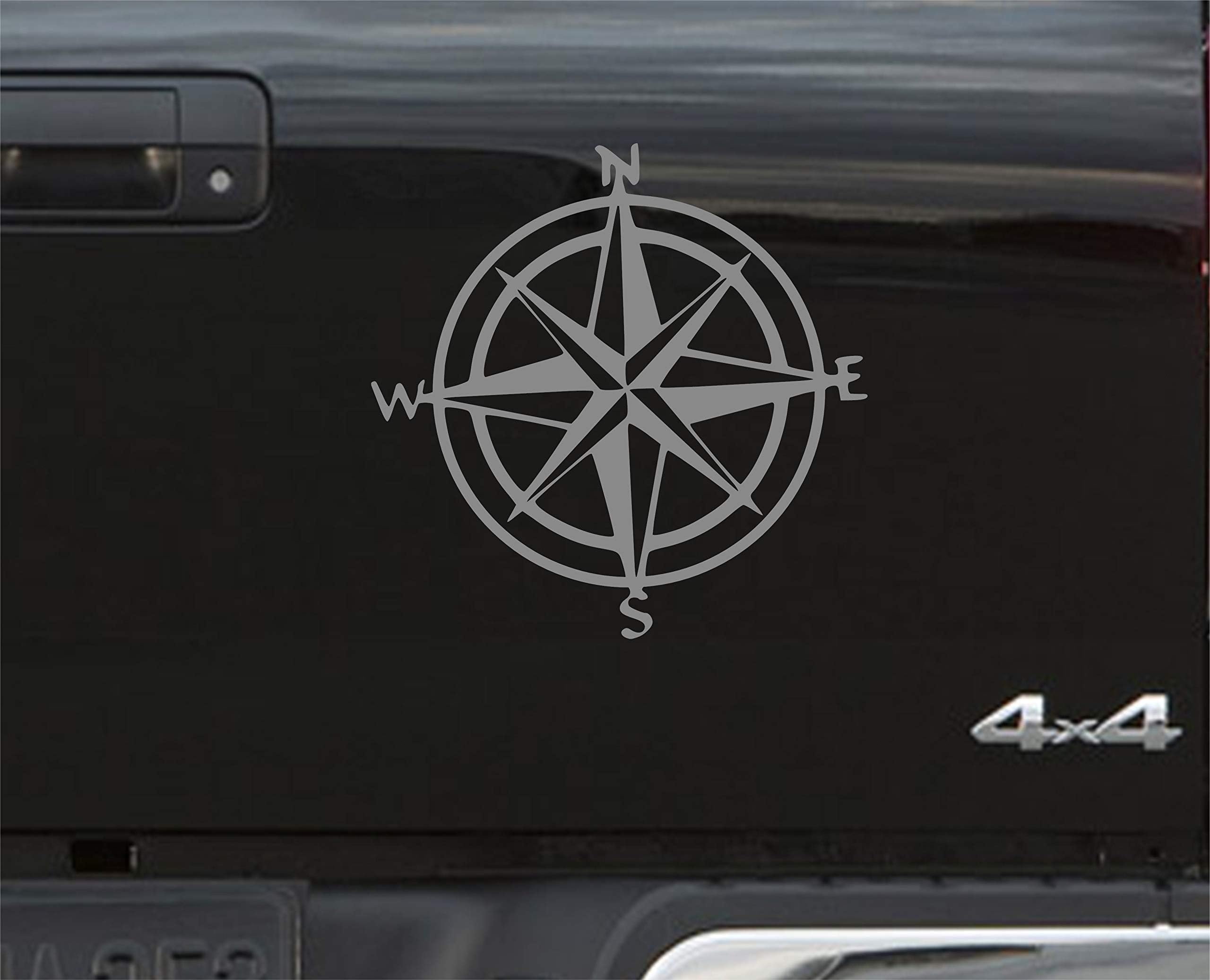 Terra Nomade Compass Sticker, Decal, 4x4, Off Road, Navigation, Style, x 2 v1 (Silver)