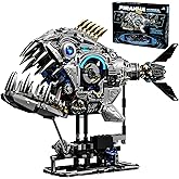 Myth Qholve Mechanical Piranha Building Block Kit Hand-Crank Gear Multi-Joint Motion Toy for Boys, Girls, and Hobbyists, Ideal for STEM Classrooms or Gift Giving