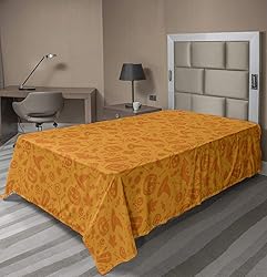 Ambesonne Halloween Flat Sheet, Monochrome Design