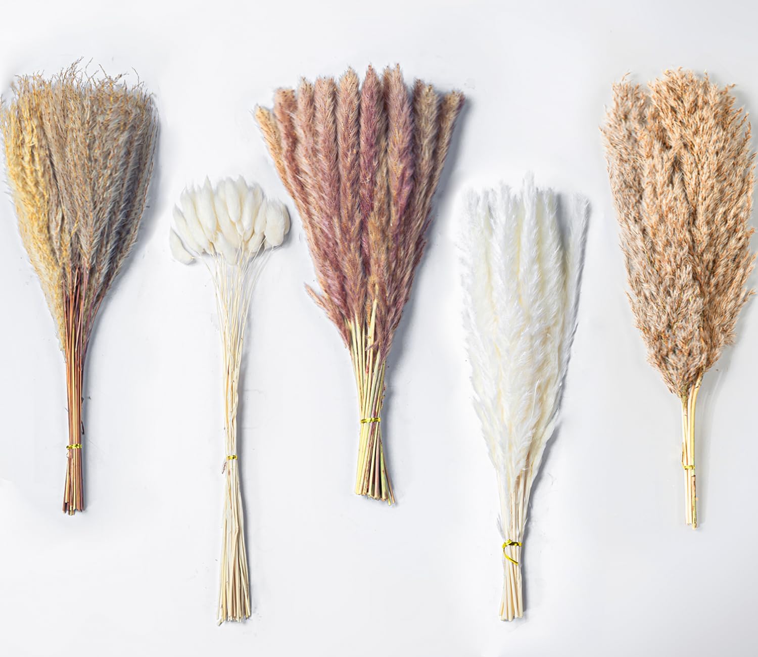 Dried & Preserved Flora - Bnecnet 110Pcs Dried Pampas Grass Decor - 17.5” Natural Pampas Grass Bouquet, Bunny Tails Dried Flowers & Reed Grass Bouquet for Wedding Boho Flowers Home Table Decor, Rustic Farmhouse Party