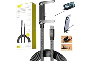 240W USB C to USB C Cable with Stand 10FT, Invisible Holder Charger Cable, 90 Degree Right Angle Fast Charging Cord, Foldable