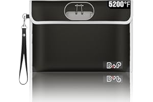 BALAPERI Fireproof Money Bag with Lock - 5200℉ Heat Insulated, Waterproof Fireproof Bag with Zipper, Fireproof Document Bag for A5 Size Documents/Cash/Valuables/Passport, 11"x7.7"(Black)