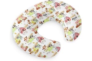 HawSkgFub Farm Animals Barn Life Nursing Pillow Cover for Baby Boys Girls, Neutral Cow Chicken Pig Sheep Horse Breastfeeding Pillow Slipcover, Nursing Pillowcase for Newborn Infant, Cover Only