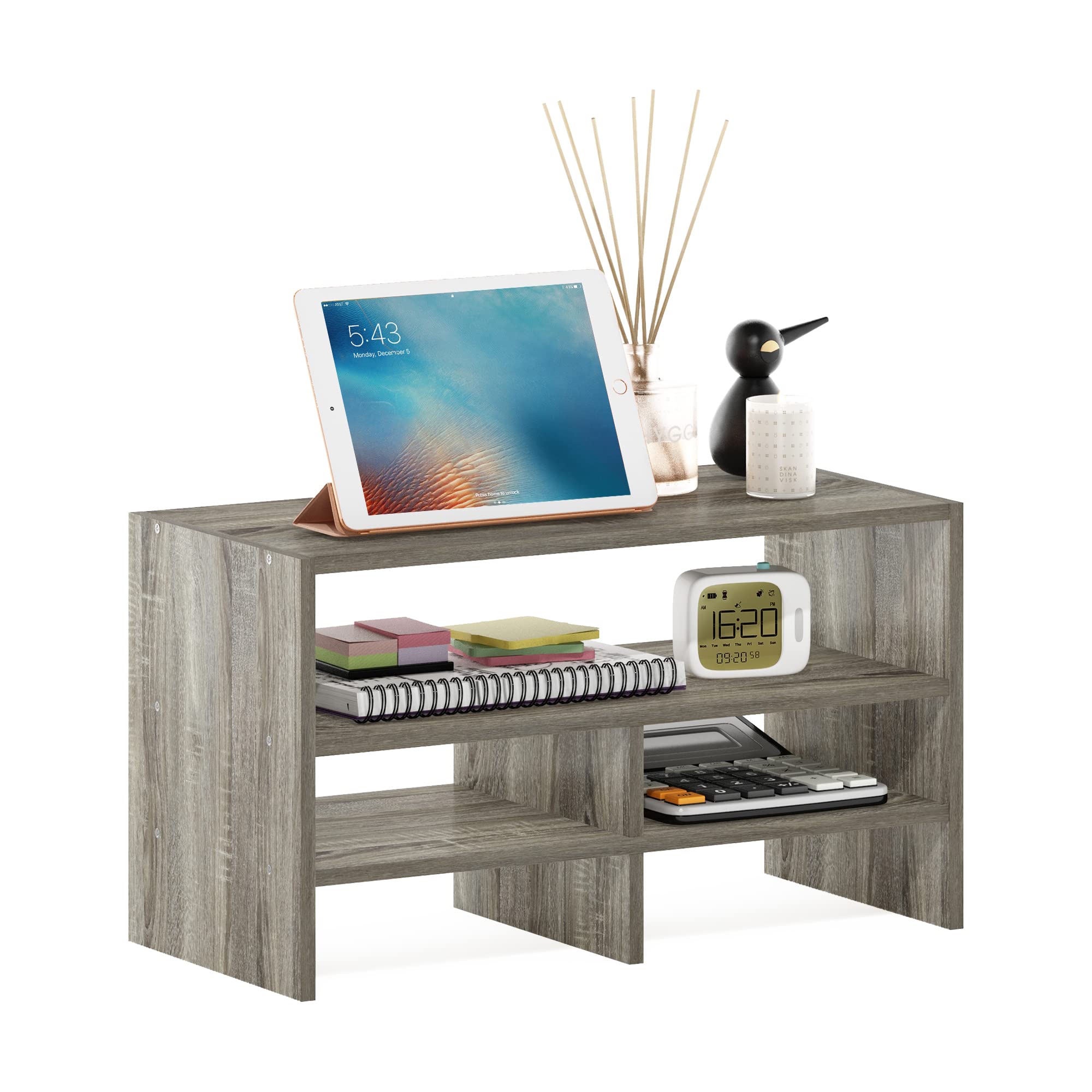 Photo 1 of Furinno Hermite Desk Top Organizing Shelf Bookcase, French Oak