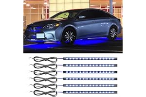 DUOFU365 Car Led Light Strip,Blue Interior Lights for Trucks 30CM 15 SMD IP67 Waterproof Car Underglow Lights for Car Motorcycles Boat Golf Cart Home Decoration with 3M Tape(6PCS)