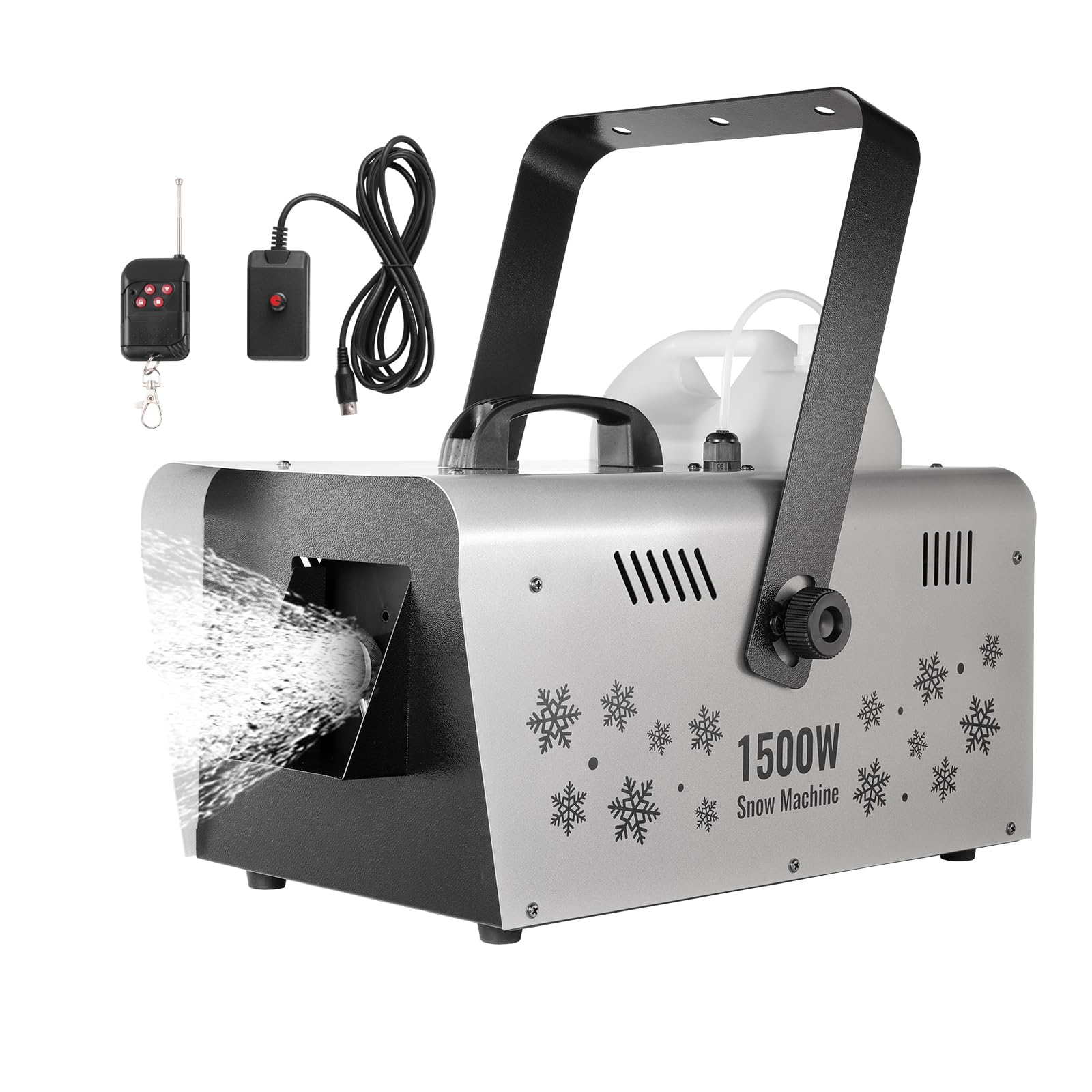 Photo 1 of VEVOR Snow Machine, 1500W Snow Maker Machine with 2 Remotes Control and 5L Large Capacity Water Tank, High Output Snowflake Maker Stage Snow Effect for Christmas, Halloween, Wedding, DJ Parties