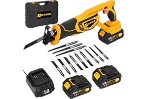 JEXUGK Brushless Reciprocating Saw Cordless, 21V Max 3500 SPM Rechargeable Saw, 2 x 4.0Ah Battery, 12 Saw Blades & Fast Charger, Variable Speed Reciprocating Saws for Woods/Metal/Plastic Cutting