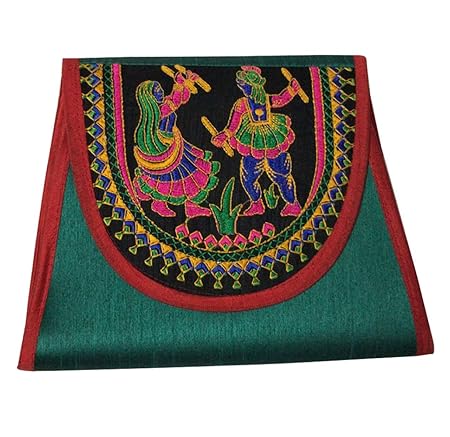 Craferia Export Fabric 19 Green Slim Multicolour Bag in Ethnic Style