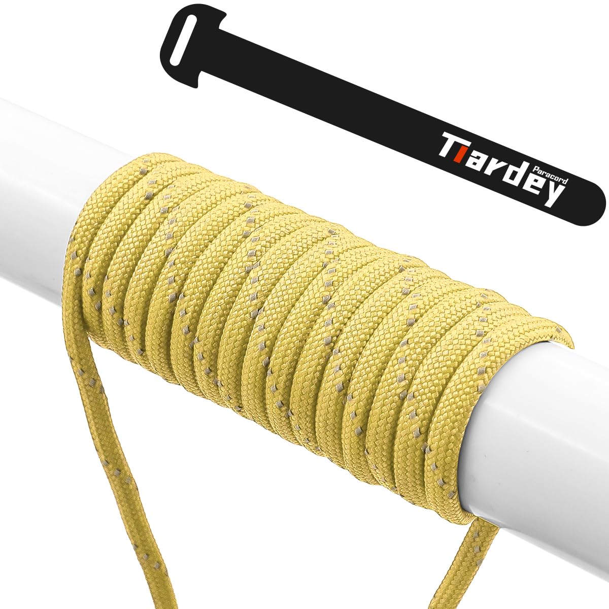Tiardey PPR-019 Reflective Paracord 4mm 100ft (31m) 7 Core Strand,Tear-resistant,Nylon Cord,Mil Spec Type III Paracord,Holds up to 250kg for Outdoor Survival Camping