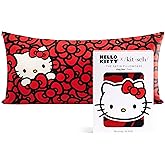 Kitsch x Hello Kitty Pillow Case – Sea of Bows Toddler Bed Time Satin Pillowcase with Zipper – Soft Cooling Pillow Cover for Hair & Skin – Better Than Silk Pillowcase – King Size 19x36