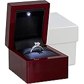 Noble Luxury Ring Box with Light - Unique LED Engagement Ring Box for Proposal Ring or Special Occasions (Mahogany/Black Insert)