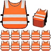 Geyoga 10 Pcs Kids Reflective Vest Bulk Visibility Child Safety Construction Vest Toddler Protective Orange Clothes for Boys Girls Cycling Walking Skiing Skateboarding Runner