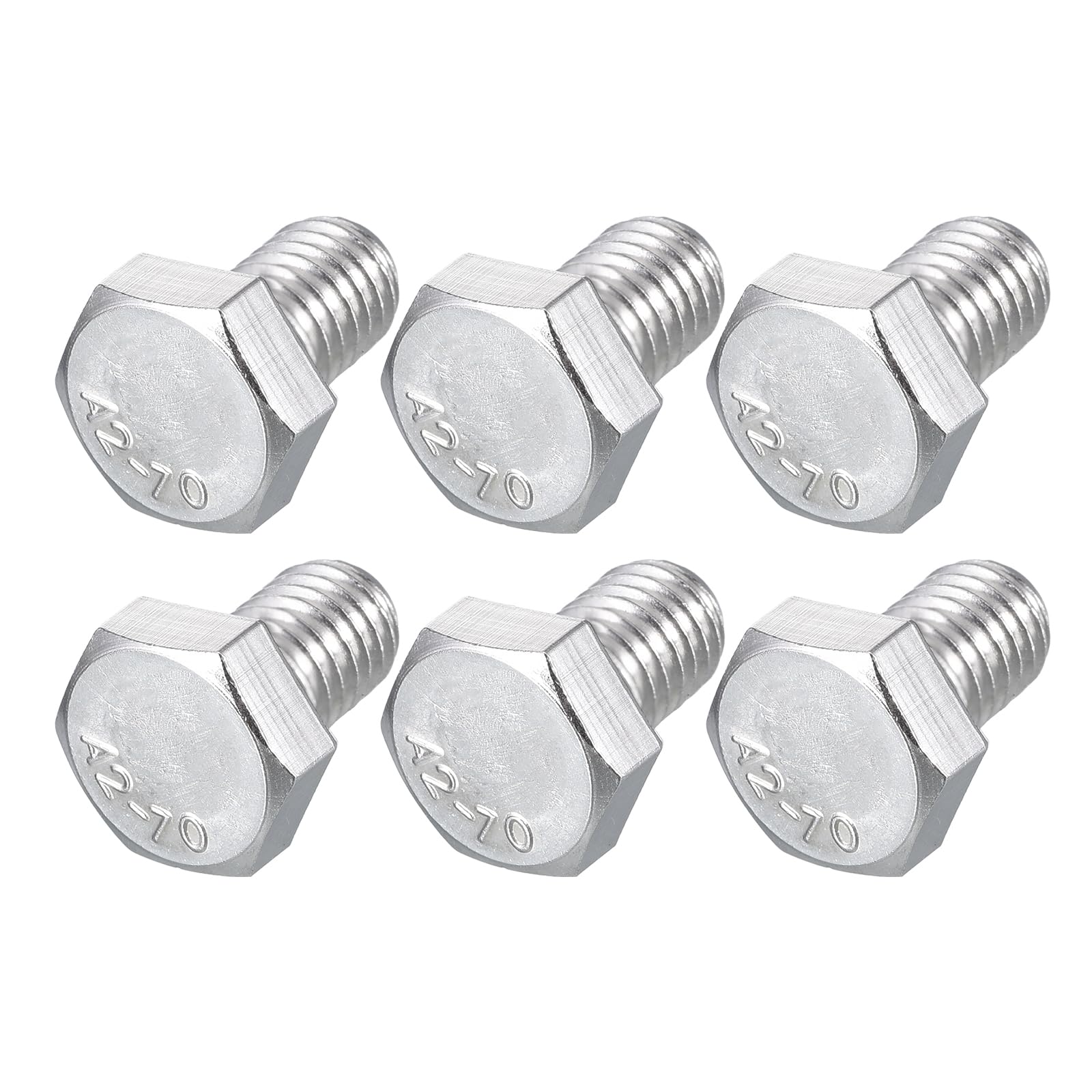 METALLIXITY Hex Bolts (M8-1.25x16mm) 6Pcs, 304 Stainless Steel Coarse Fully Threaded Hex Head Screw Bolt Machine Screws - for Furniture Repair, Silver