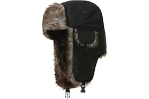 CHXLQQX Ushanka Hat for Men Women Faux Fur Trapper Hat with Ear Flaps, Windproof Waterproof Russian Hats