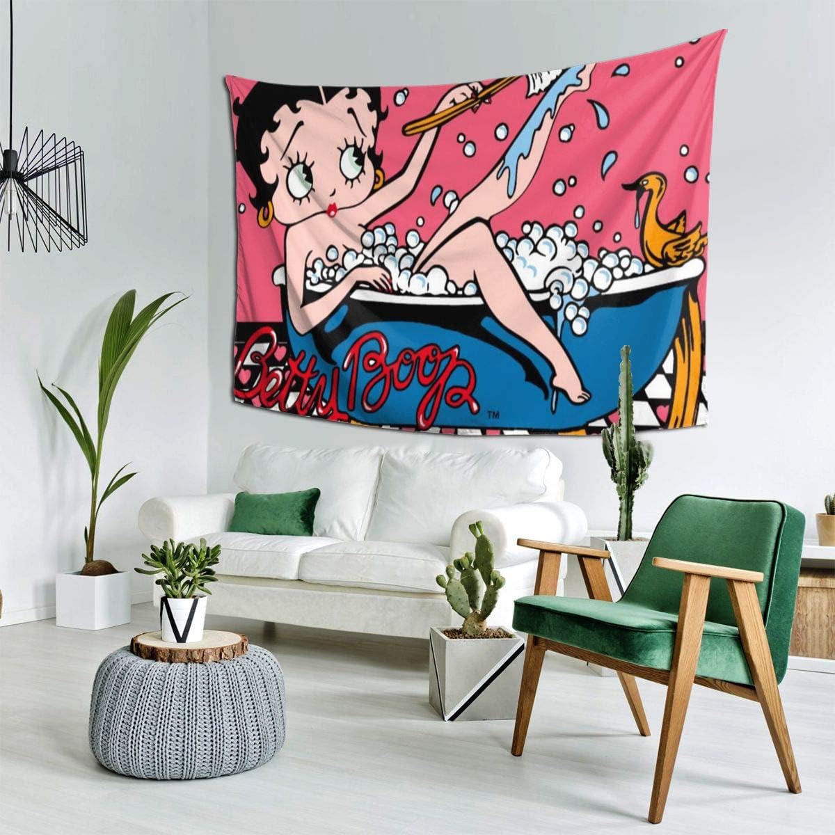 Amazon Co Jp ベティ ブープは浴槽で洗っ タペストリー 壁掛けおしゃれ ポスター 壁飾り多機能ホーム装飾 撮影背景布 ビーチタオル ブランケット ベッドルーム 部屋 イベント パーティー 個性ギフト ホーム キッチン