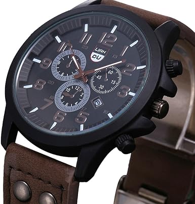men's digital watch with leather band